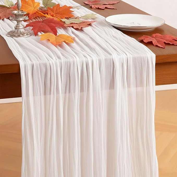 Cheesecloth Table Runner, 120 Inch 10 FT, 35x120 Inches Boho Rustic Cheesecloth - Image 2