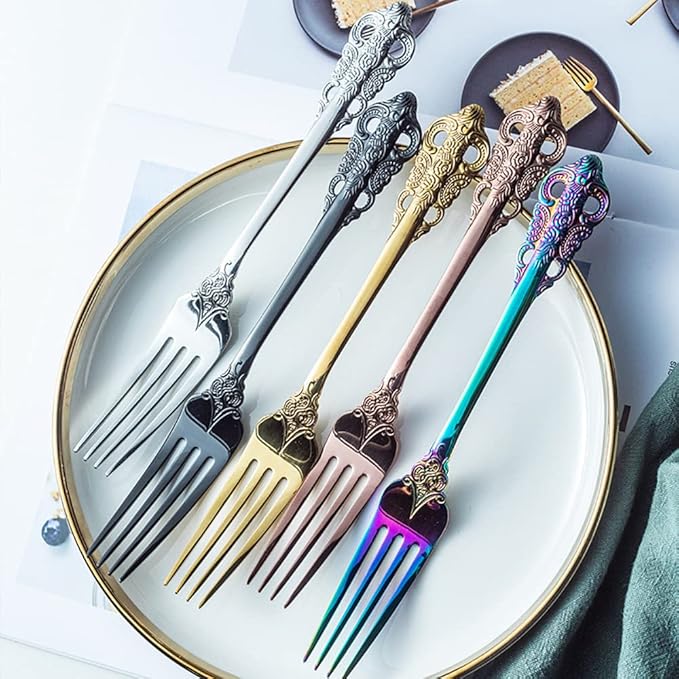 Gold Silverware Set for 6 Premium 18/10 Stainless Steel Flatware Set Palace Style 30 Piece Cutlery Tableware Utensils Embossed Decorative Handle Knives Forks and Spoons for Home Christmas Wedding