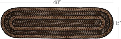 VHC Brands Farmhouse Primitive Jute Black Striped Oval Table Runner Decor - Image 3