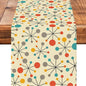 Mid Century Burlap Table Runner Seasonal Spring Fall Kitchen Dining Linen Table by Worltoldb
