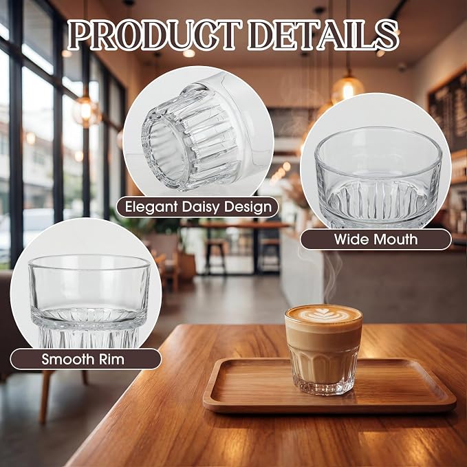 12 Pack 4.7 oz Drinking Glasses Stackable Iced Latte Coffee Cup, Beer Cocktail - Image 4