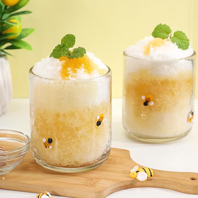 SiliFine 2 Pcs Bee Icon Juice Glasses - 14oz Yellow Bee Stemless Wine Drinking - Image 7