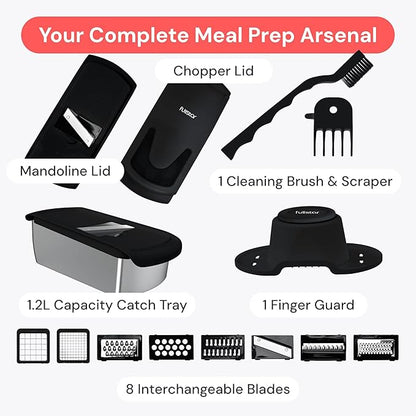 Fullstar The Original Pro Chopper - Vegetable Chopper and Spiralizer, Food Chopper with Container, Fruit Slicer, Kitchen Gadgets & Gifts, Home Essentials (14 in 1, Silver)