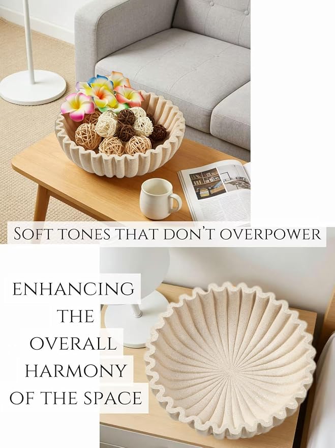 Ruffle Decor Large Decorative Bowl, fruit bowl kitchen stone bowl, bowl decor - Image 7