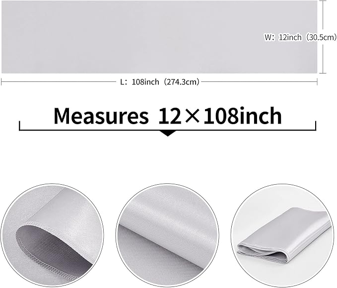 10-Pack Silver Satin Table Runner 12 x 108 Inch Long Bright and Smooth Silk - Image 3