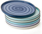Sweese 10.5 Inch Porcelain Dinner Plates Set of 6, Gradient High Edge Dish Set - Dishwasher, Microwave, Oven Safe, Scratch Resistant, Kitchen Serving Dishes - Cool Assorted Colors