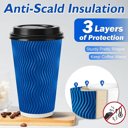 500 Pack 16 oz Insulated Disposable Paper Coffee Cups - Image 3