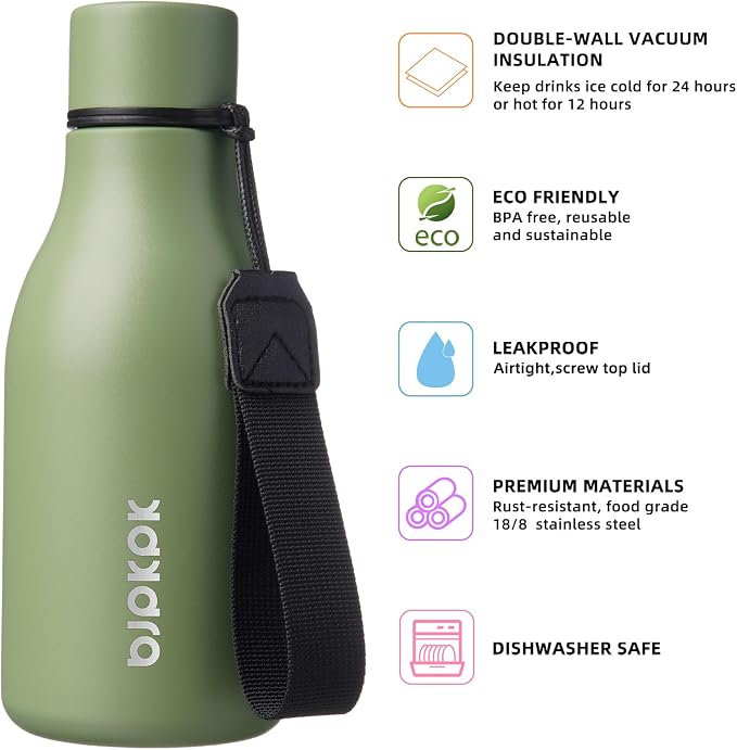 BJPKPK 12oz Insulated Water Bottle, Stainless Steel Bottle - Image 2