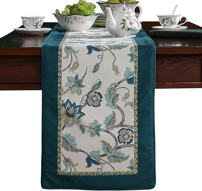 Patdrea Designer French Floral Velvet Table Runner, Decorative Runner by patdrea