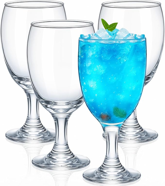 Patelai Set of 4 Water Goblet, 16 oz Clear Drinking Glasses Bulk Dishwasher Safe by Patelai