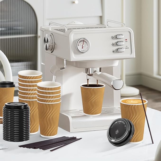Lamosi 50 Pack 12 oz Disposable Coffee Cups - Image 6