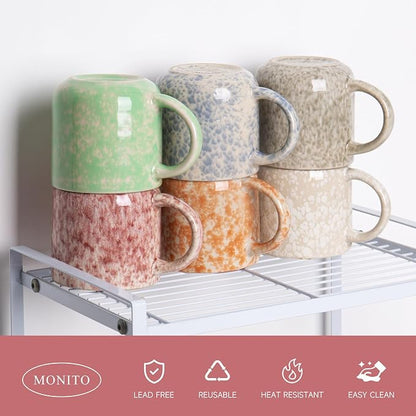 MONITO 12oz Coffee Mugs Set of 6, Modern Ceramic Mugs - Image 4
