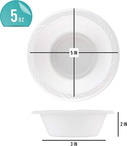800 Count Disposable 5 ounce White Plastic Dessert Bowls - Image 2