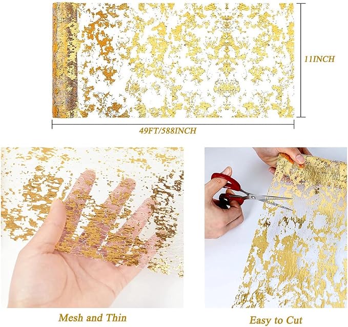 Glitter Metallic Gold Table Runner 11 Inch x 49 Feet Inches, Sparkle Gold Table - Image 3