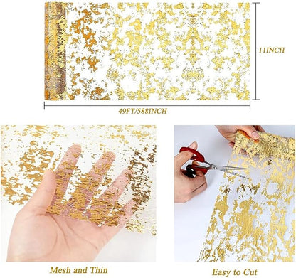 Glitter Metallic Gold Table Runner 11 Inch x 49 Feet Inches, Sparkle Gold Table - Image 3