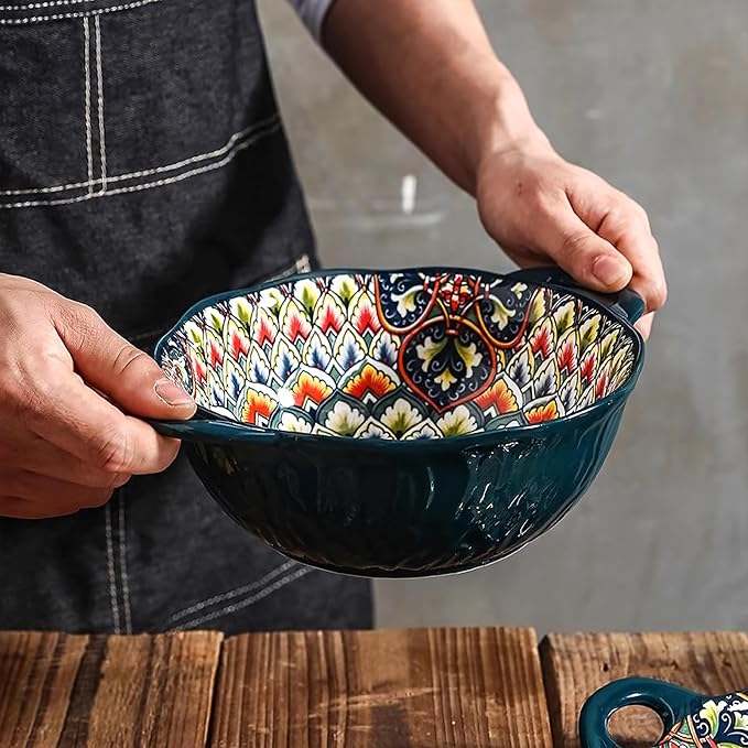 2 Pack Boho Ceramic Serving Bowls - Image 2