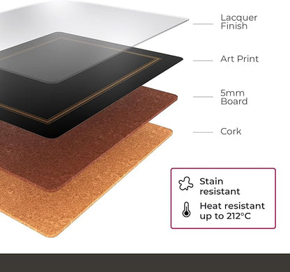 Pimpernel Eclipse Storm Grey Placemats, Set of 4 – (15.7" x 11.7") Elegant, 5mm Cork-Backed Dining Mats with Heat & Stain Resistant Lacquer Finish, Durable Protective Table Accessories