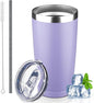 20 oz Tumbler with Lids and Straws, Stainless Steel Insulated Coffee Tumbler by GUDEMAO