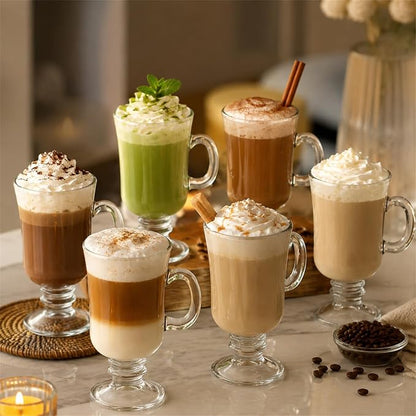 ZENFUN Set of 6 Irish Coffee Mugs, 8 Oz Glass Footed Espresso Cups - Image 13