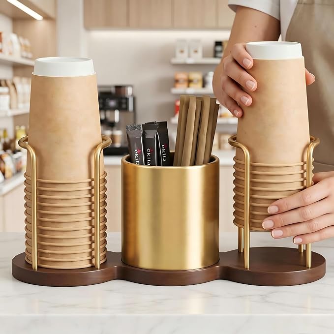 Coffee Station Organizer with Straw & Stirrer Storage Caddy - Image 7