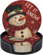 Red Christmas Snowman Let It Snow Coasters by KiuLoam