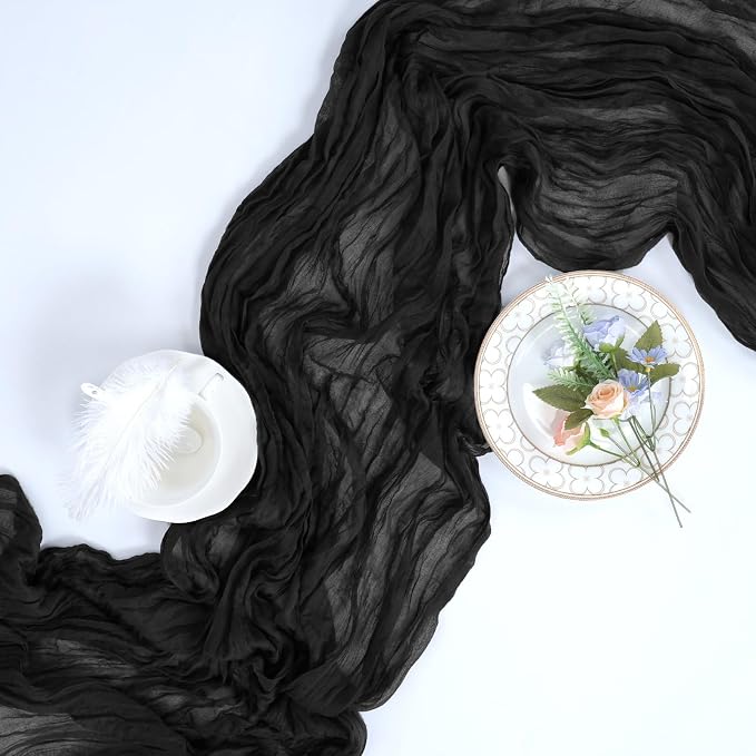 12 Pack Black Cheesecloth Table Runner 17 x 108 Inch | Boho Gauze Cheese Cloth - Image 7