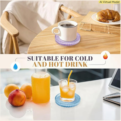 VIBRATITE 4 Inch Glass Coasters Set of 6, Crystal-Like Appearance - Image 5