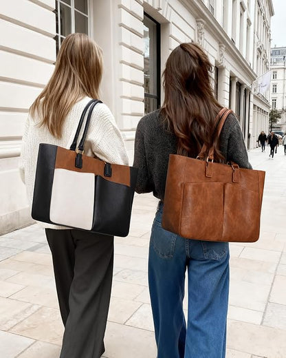 Laptop Tote Bag for Women, Leather Work Tote - Image 2