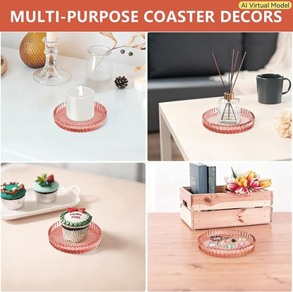 VIBRATITE 4 Inch Glass Coasters Set of 4, Crystal-Like Appearance - Image 6