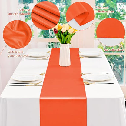 12 Pack Orange Satin Table Runner 12 x 108 Inch Long Premium Table Runners - Image 4