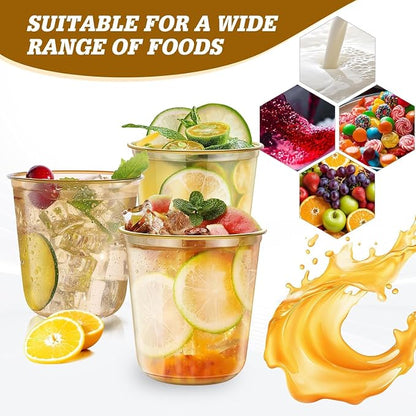 KesaPlan 100Pcs 12oz Gold Plastic Party Cups, Disposable Wine Cocktail Cups | - Image 5