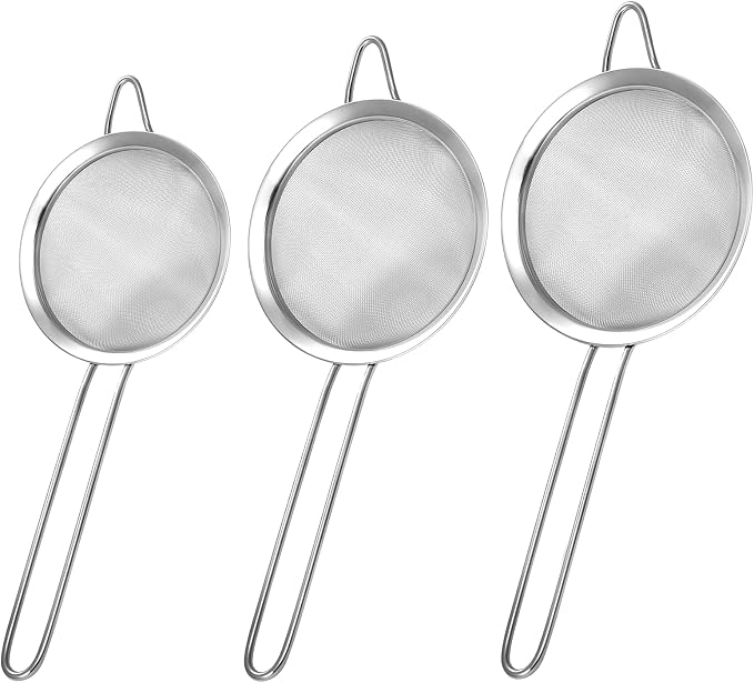 3 Pack Fine Mesh Strainer, Small Stainless Steel Sieves by Harewu