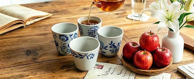 6 oz Chinese tea cups, Ceramic Coffee Cup, No Handle Teacup Matcha Mug - Image 3