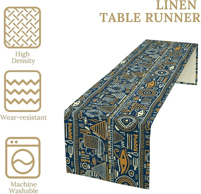 Retro Ancient Egypt Table Runner Vintage Ethnic Ornament Tribal Dinner Runner - Image 4
