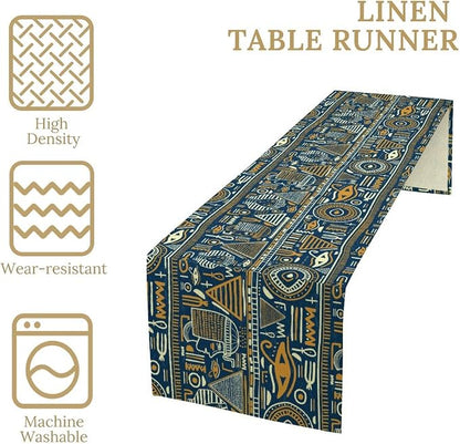 Retro Ancient Egypt Table Runner Vintage Ethnic Ornament Tribal Dinner Runner - Image 4