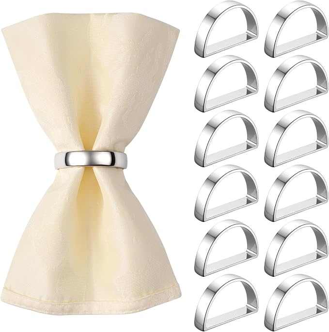 Suream Set of 12 Napkin Holders Buckles, Metal Napkin Rings by Suream