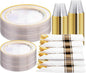 WELLIFE 210PCS Clear-Gold Plastic Plates by WELLIFE