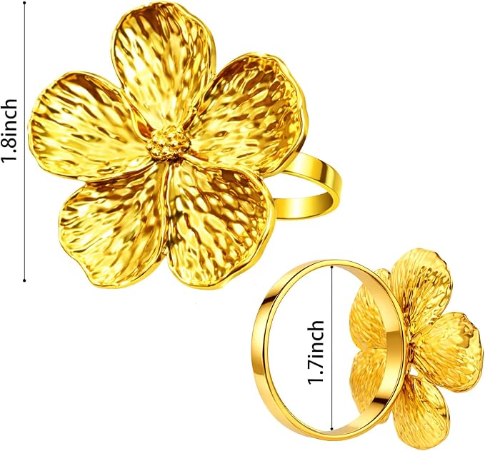 Flower Napkin Rings Set of 8, European Palace-Style Glaze, High-Temperature - Image 4