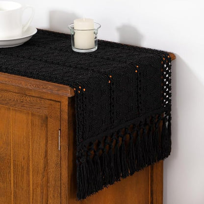 DeZerlor Boho Macrame Table Runner Spring Easter Farmhouse Woven Table Runner - Image 4