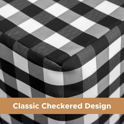 HolidayIdeas Checkered Fitted Table Covers for 8 Foot Tables - 96 x 30 Inch - 2 Pack Rectangle Table Clothes Buffalo Plaid Table Cover for Folding Table, Parties, Picnic, Trade Show (Black and White)