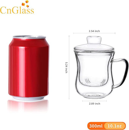 CNGLASS Glass Tea Cup with Removable Infuser and Lid, 10oz Thickened Glass - Image 5