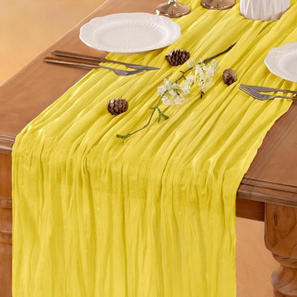 Yellow Cheesecloth Table Runner 160 Inches 14 Ft Gauze Table Runner | Summer - Image 5