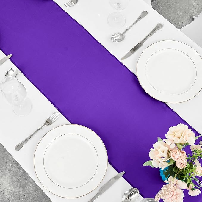 4-Pack Purple Satin Table Runner 12 x 108 Inch Long Bright and Smooth Silk - Image 4