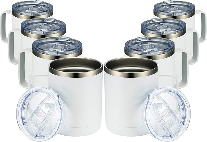 MEWAY 12oz Coffee Mug With Handle 8 Pack Bulk, Stainless Steel Insulated Travel by MEWAY