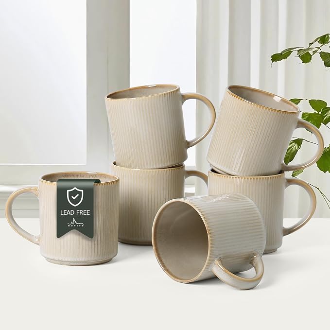 MONITO Coffee Mugs Set of 6, 16 oz Mugs Set, Ceramic Coffee Cups by MONITO