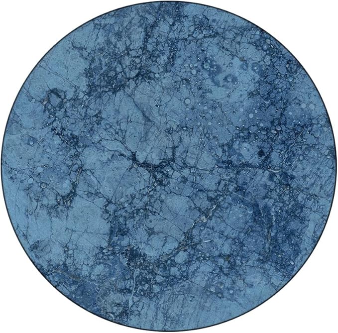 Round Vinyl Fitted Tablecloth, Marble Print Polyester Table Cloth, Abstract Crack Pattern, Fit Round Tables 23inch Diameter, for Xmas/Parties/Home, Blue