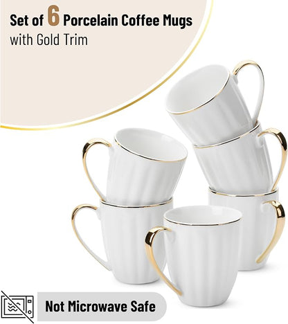 BTaT- White Porcelain Coffee Mug Set, 6 Pack - Image 2