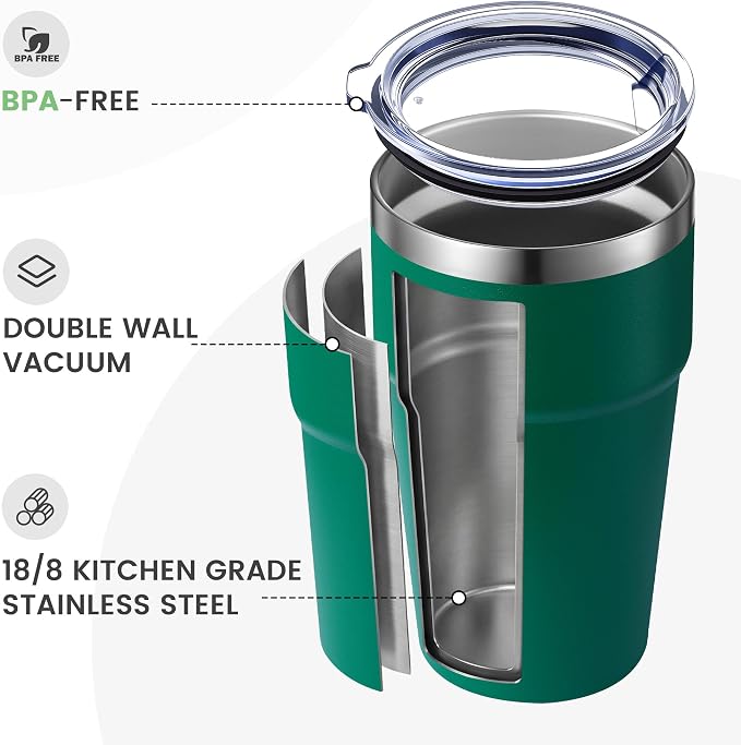 MEWAY 16oz Tumbler Double Wall Vacuum Insulated Travel Mug Bulk, Stainless - Image 3