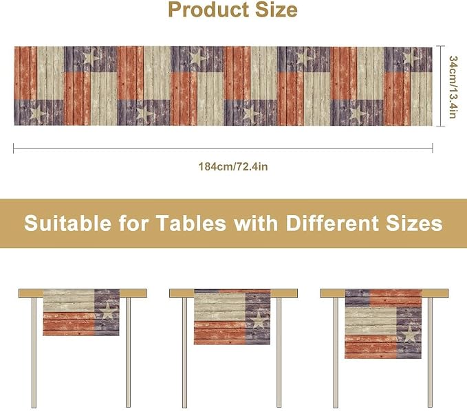 Texas Flag Table Runner, Rustic Western Texas Star State Flag Barn Cowboy - Image 5