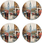 4Pcs Leather Coaster for Drinks London Impression Cup Coasters Aesthetic Drink by WSOIHFEC